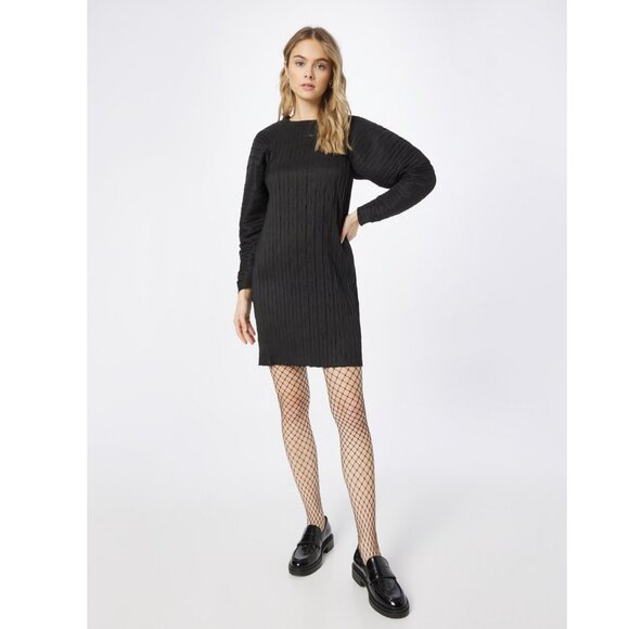 Oval Square Iggy Dress Mini Statement Barrel Sleeves Modern Disco Pleated Party - Picture 2 of 11